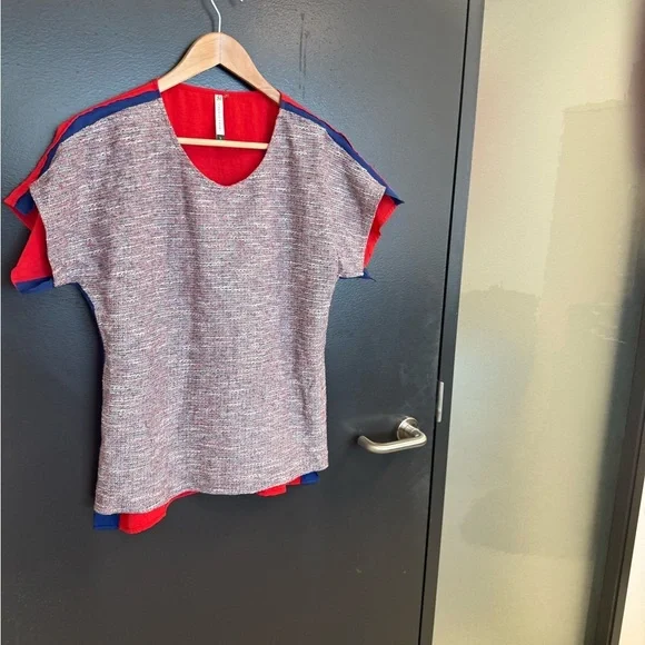 Sachin + Babi S EUC ribbon Red and Blue Blouse - Picture 10 of 16